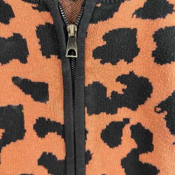 Torrid Plus 4X 4 Cardigan Zip Up Bomber Sweater Leopard Animal Print Heavy Knit - Picture 6 of 15